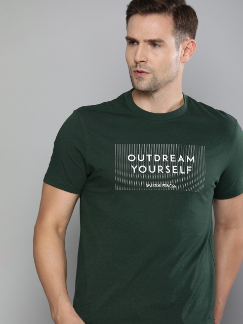 

Levis Men Green Printed Round Neck Pure Cotton T-shirt