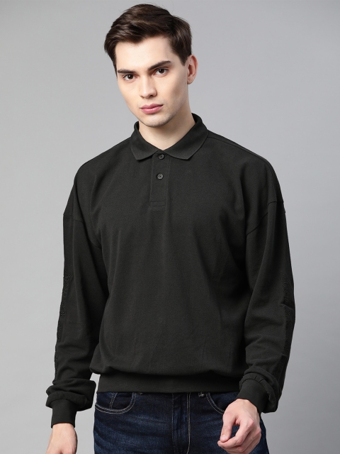 

Levis Men Black Pure Cotton Drop-Shoulder Sleeves Loose Polo Collar Pure Cotton T-shirt