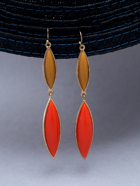 

Golden Peacock Women Gold-Toned & Coral Contemporary Drop Earrings