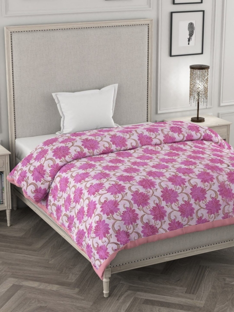 

ROSARA HOME Pink & White Floral Mild Winter 300 GSM Single Bed Dohar