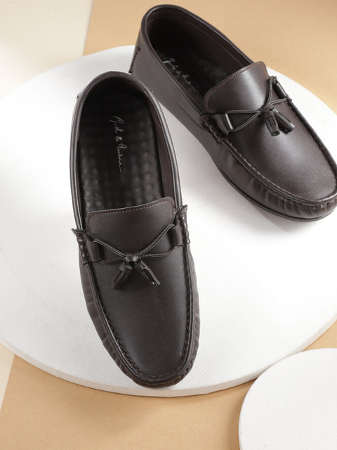 

Mast & Harbour Men Coffee Brown Solid Tassel Bow Loafers