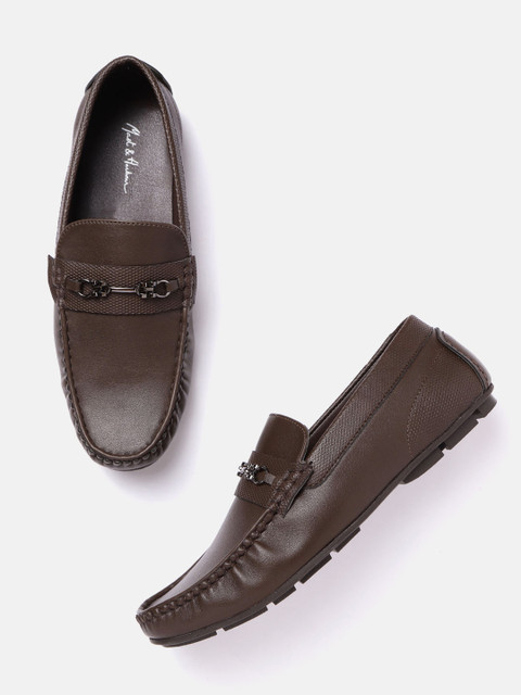 

Mast & Harbour Men Coffee Brown Textured Detail Horsebit Loafers