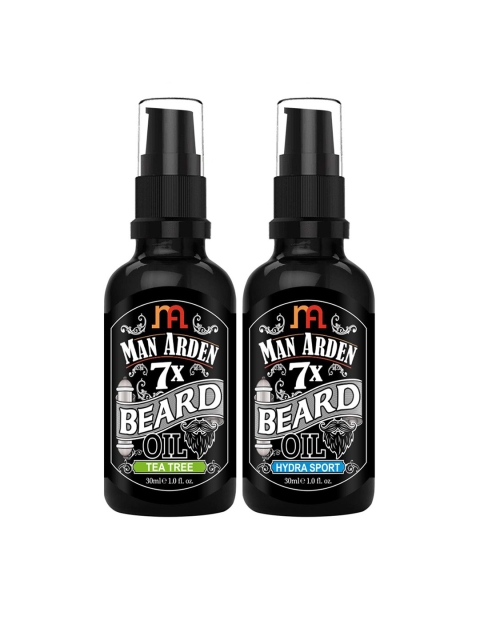 

Man Arden Set of 7X Tea Tree & Hydra Sport Beard Oils, Black