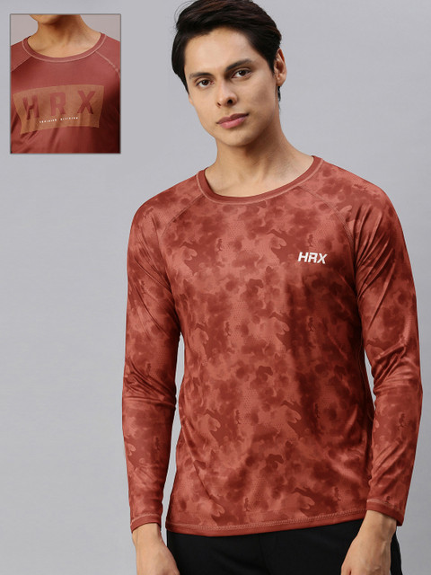 

HRX By Hrithik Roshan Men Rust Camouflage Reversible Camouflage Rapid-Dry Training T-shirt