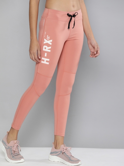 

HRX by Hrithik Roshan Women Rose & White Printed Running Tights