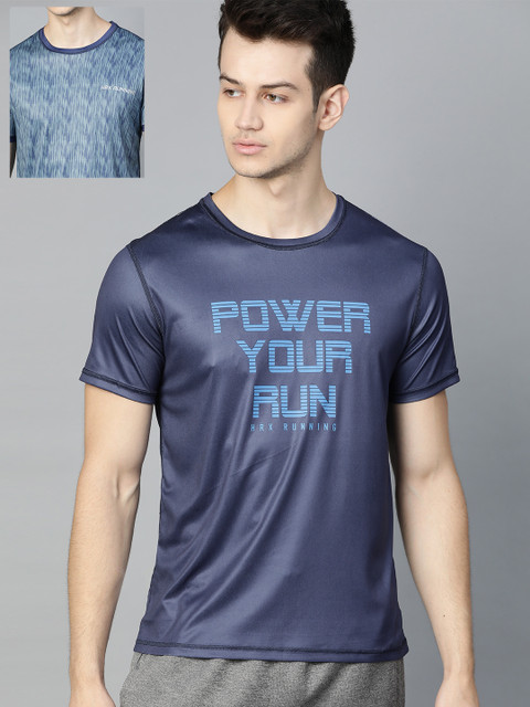 

HRX By Hrithik Roshan Men Blue AOP Reversible Rapid-Dry Antimicrobial Running Tshirt