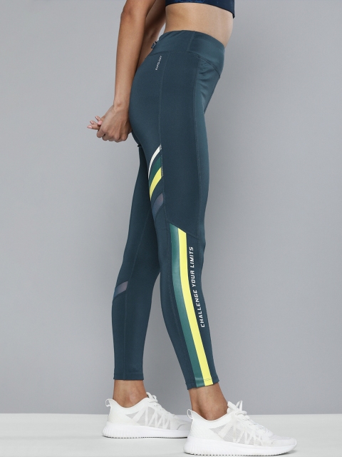 

HRX By Hrithik Roshan Women Moonlit Ocean Typographic Skinny Fit High-Rise Rapid-Dry Antimicrobial Running Tights, Teal