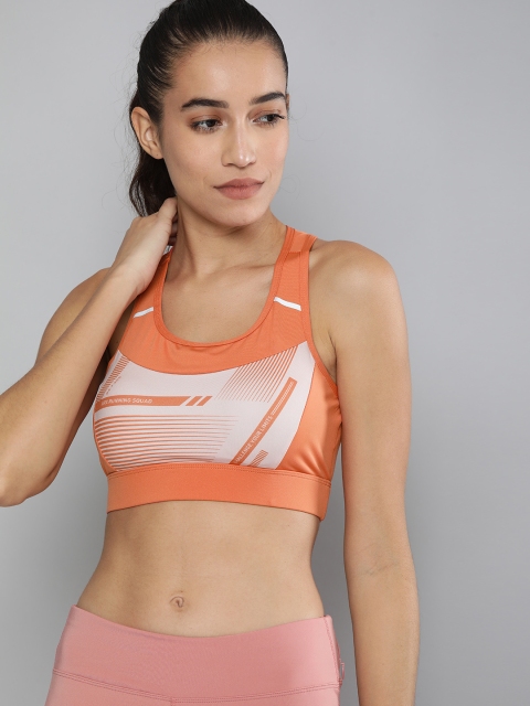 

HRX by Hrithik Roshan Women Orange & White Colourblocked Running Sports Bra