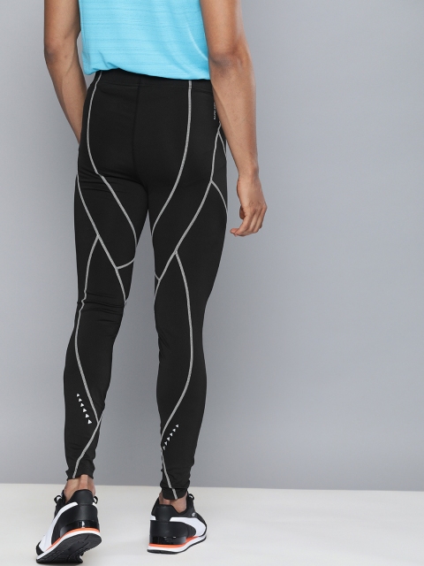 

HRX by Hrithik Roshan Men Black & White Striped Training Tights