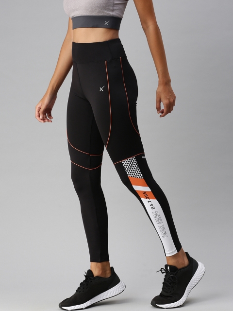 

HRX by Hrithik Roshan Women Black & White Printed Anti Microbial Running Tights