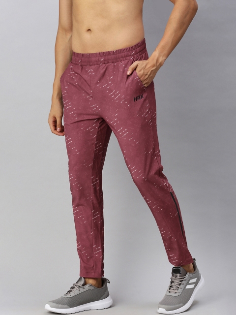 

HRX By Hrithik Roshan Men Burgundy Printed Slim Fit Rapid-Dry Training Track Pants