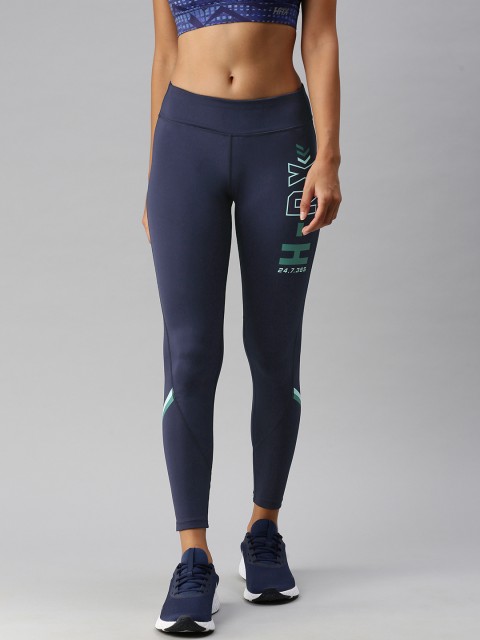 

HRX by Hrithik Roshan Women Blue Printed Tights