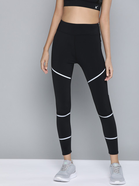 

HRX By Hrithik Roshan Women Rosa Dawn Colourblock Skinny Fit Rapid-Dry Antimicrobial Running Tights, Black