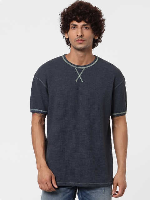 

Jack & Jones Men Navy Blue Solid Round Neck Drop-Shoulder T-shirt