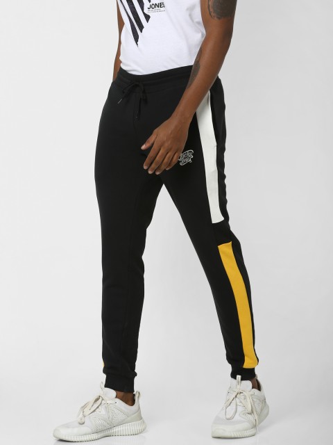 

Jack & Jones Men Black & White Side Striped Joggers