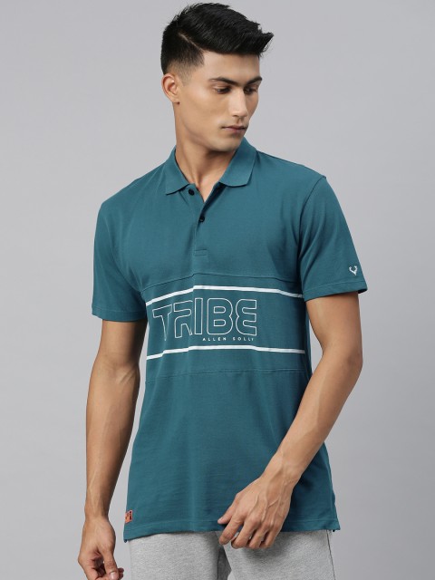

Allen Solly Tribe Men Teal Blue Printed Polo Collar T-shirt
