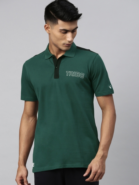 

Allen Solly Tribe Men Green Solid Polo Collar T-shirt With Printed Detailing