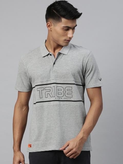

Allen Solly Tribe Men Grey Melange Printed Polo Collar T-shirt