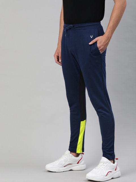 

Allen Solly Tribe Men Navy Blue Solid Track Pants with Colorblocked Detail