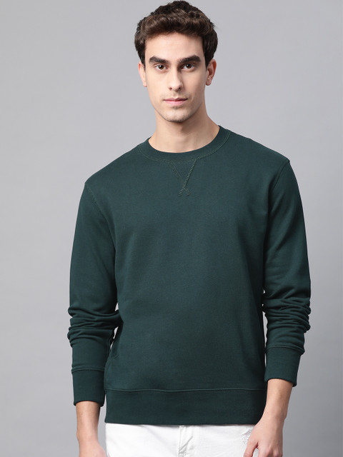 

Marks & Spencer Men Teal Green Solid Pure Cotton Sweatshirt
