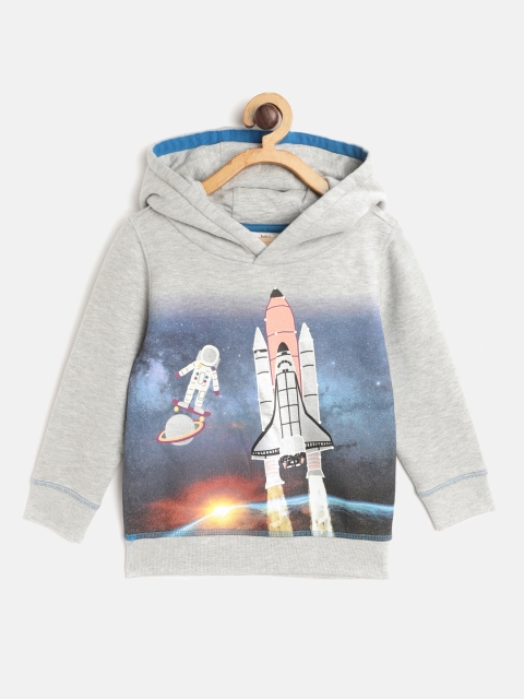 

Marks & Spencer Boys Grey Melange Rocket & Spaceman Print Hooded Sustainable Sweatshirt