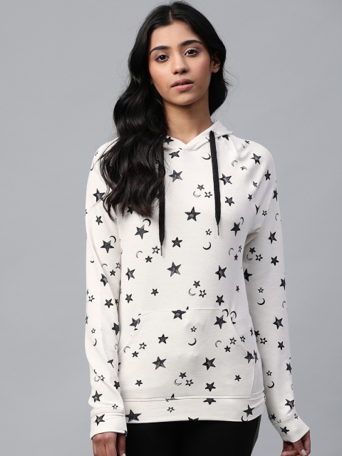 

Marks & Spencer Women Off-White & Charcoal Grey Star Printed Hooded Lounge Sweatshirt