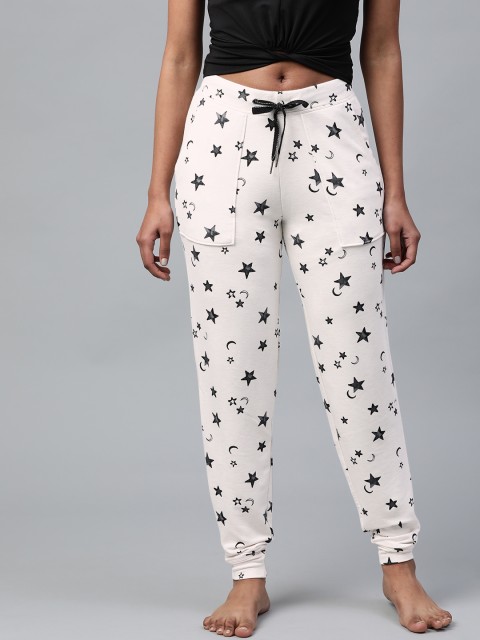 

Marks & Spencer Women Off White and Black Star Printed Lounge Joggers