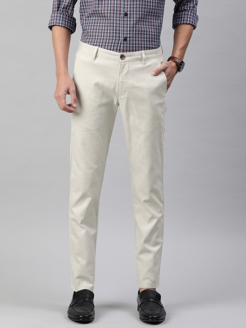 

Louis Philippe Sport Men Off-White Super Slim Fit Self Design Regular Trousers