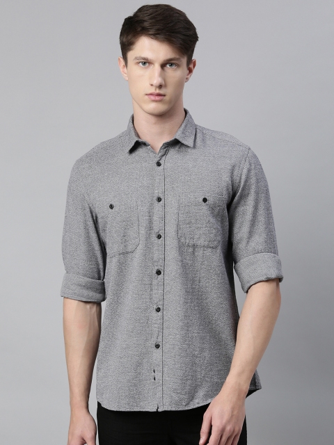 

Louis Philippe Jeans Men Grey Slim Fit Self Design Casual Shirt