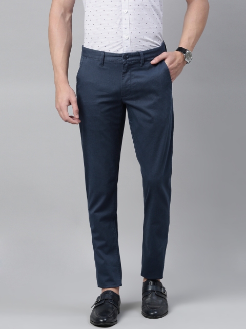 

Louis Philippe Sport Men Navy Blue Tapered Fit Solid Regular Trousers