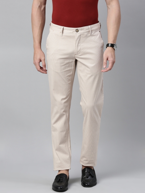 

Louis Philippe Sport Men Beige Slim Fit Checked Regular Trousers