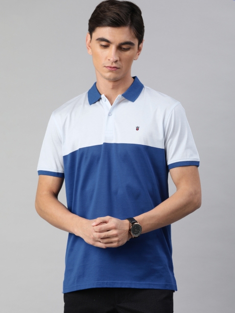 

Louis Philippe Sport Men Blue & White Colourblocked Polo Collar T-shirt