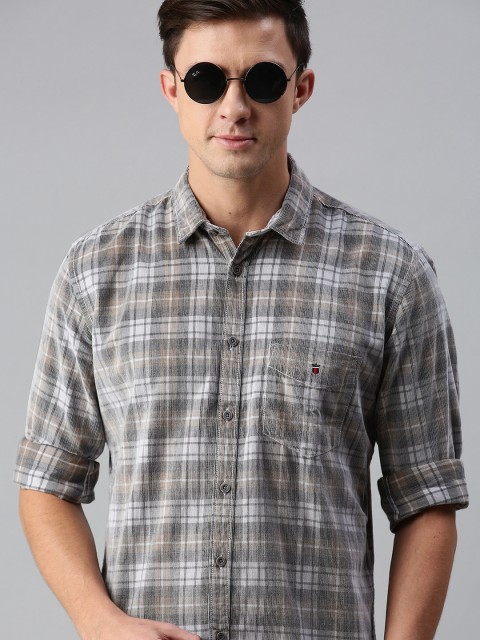 

Louis Philippe Sport Men Brown & White Slim Fit Checked Casual Shirt