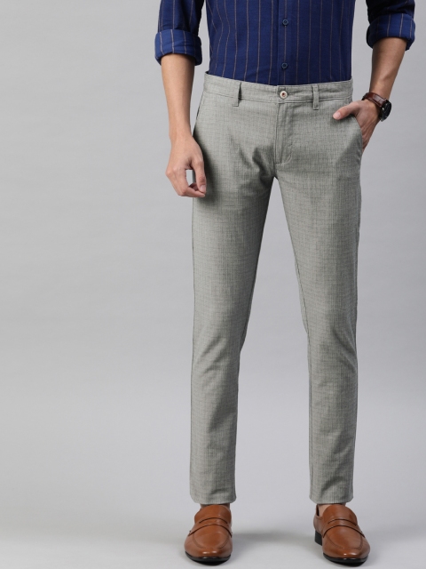 

Louis Philippe Sport Men Grey Slim Fit Checked Smart Casual Trousers