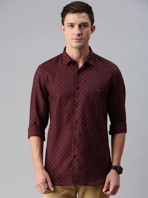 

Louis Philippe Sport Men Burgundy Super Slim Fit Printed Casual Shirt