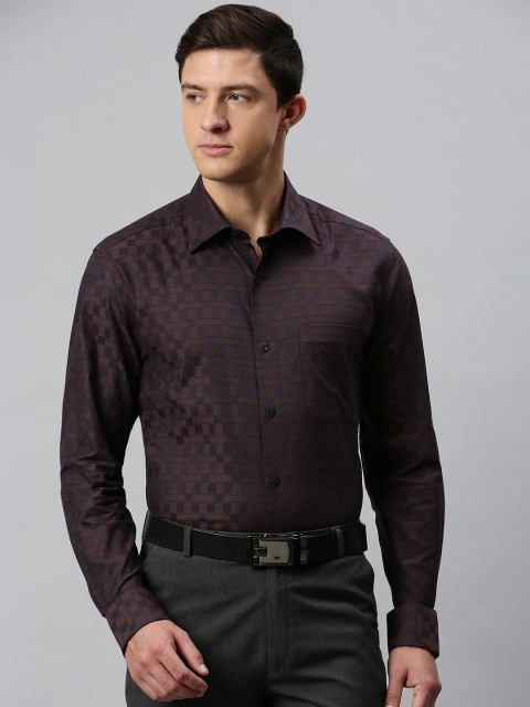 

Louis Philippe Men Brown & Navy Blue Regular Fit Checked Formal Shirt
