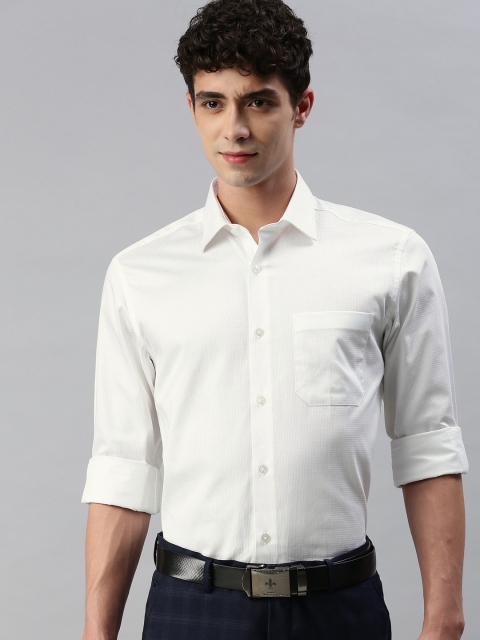 

Louis Philippe Men White Self Checked Slim Fit Solid Formal Shirt