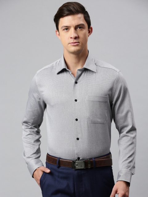 

Louis Philippe Men Grey Regular Fit Self Design Formal Shirt