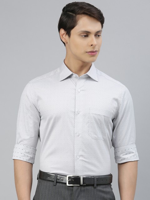 

Louis Philippe Men Grey Regular Fit Self Design Formal Shirt
