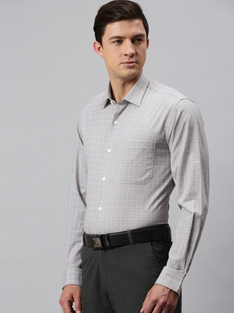 

Louis Philippe Men Grey & White Slim Fit Checked Formal Shirt
