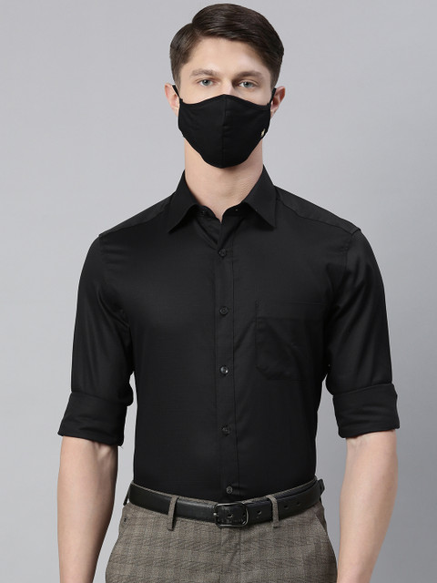

Louis Philippe Men Black Classic Regular Fit Self Design Pure Cotton Formal Shirt