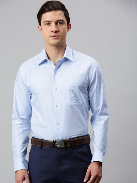 

Louis Philippe Men Blue Regular Fit Checked Pure Cotton Formal Shirt