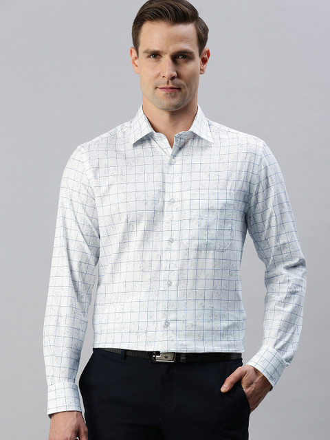 

Louis Philippe Men White Regular Fit Checked Premium Cotton Formal Shirt