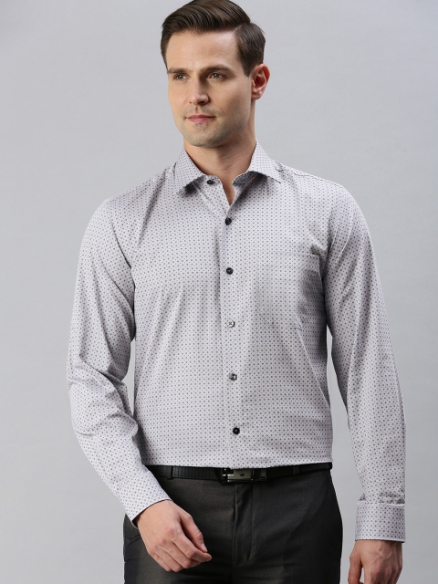 

Louis Philippe Men Grey & Black Slim Fit Printed Formal Shirt