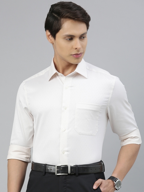 

Louis Philippe Men Off-White Regular Fit Self Design Formal Shirt