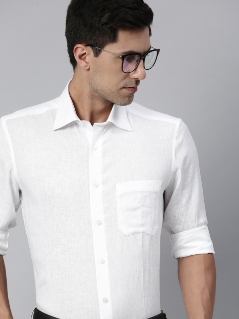 

Louis Philippe Men White Pure Linen Classic Fit Solid Smart Casual Shirt