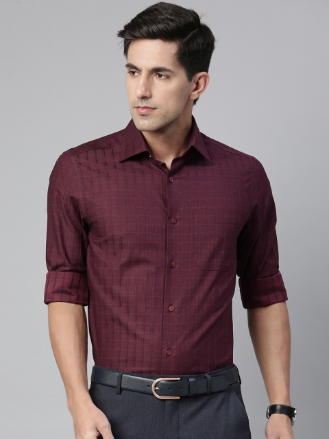 

Louis Philippe Men Burgundy & Black Regular Fit Checked Pure Cotton Formal Shirt