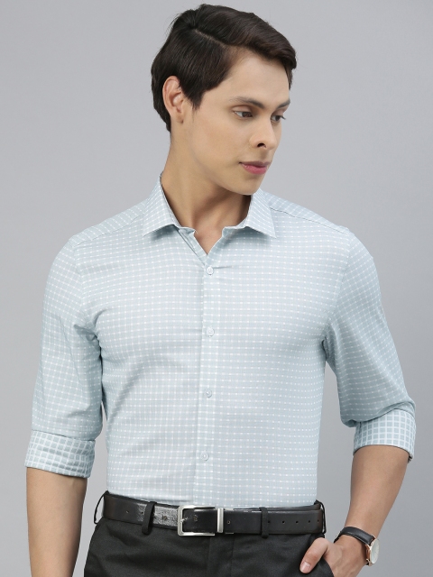 

Louis Philippe Men Green & White Slim Fit Checked Formal Shirt