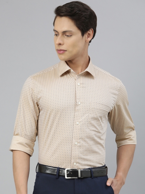 

Louis Philippe Men Beige & Navy Blue Slim Fit Printed Formal Shirt