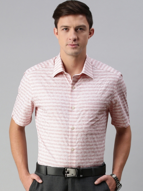 

Louis Philippe Men Pink Classic Fit Horizontal Stripes Striped Formal Shirt